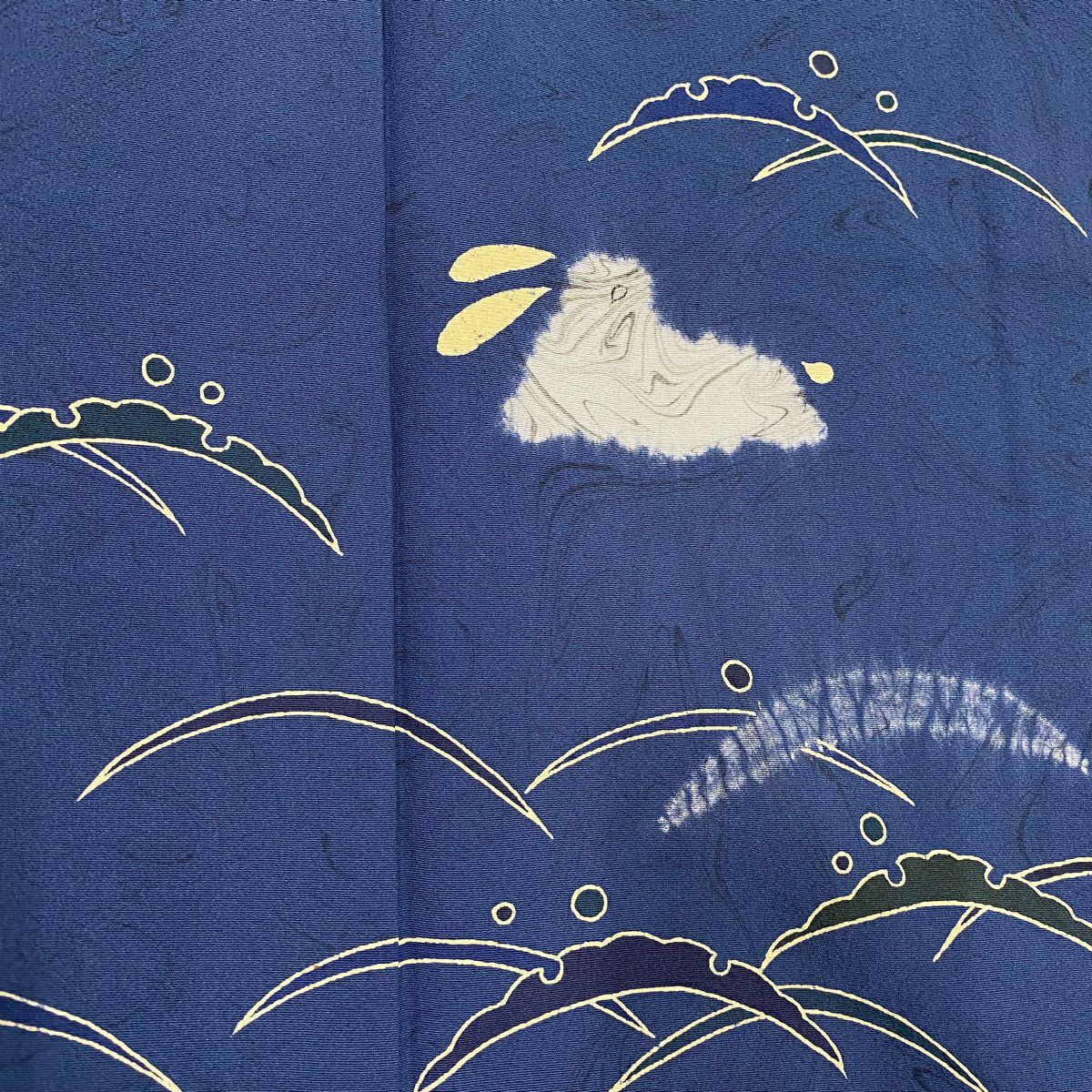 【庫存清倉】訪問服 身長159.5cm 袖長65cm M 雙層 兔子 露芝 絞染 深藍 純蠶絲 名品級