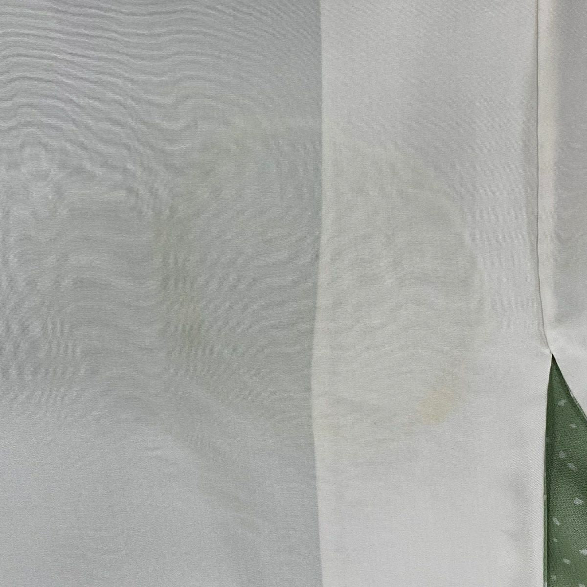 訪問服 身長163.5cm 袖長63.5cm S 雙層 菊花 刺繡 金彩裝飾 淺綠 純蠶絲 秀品級