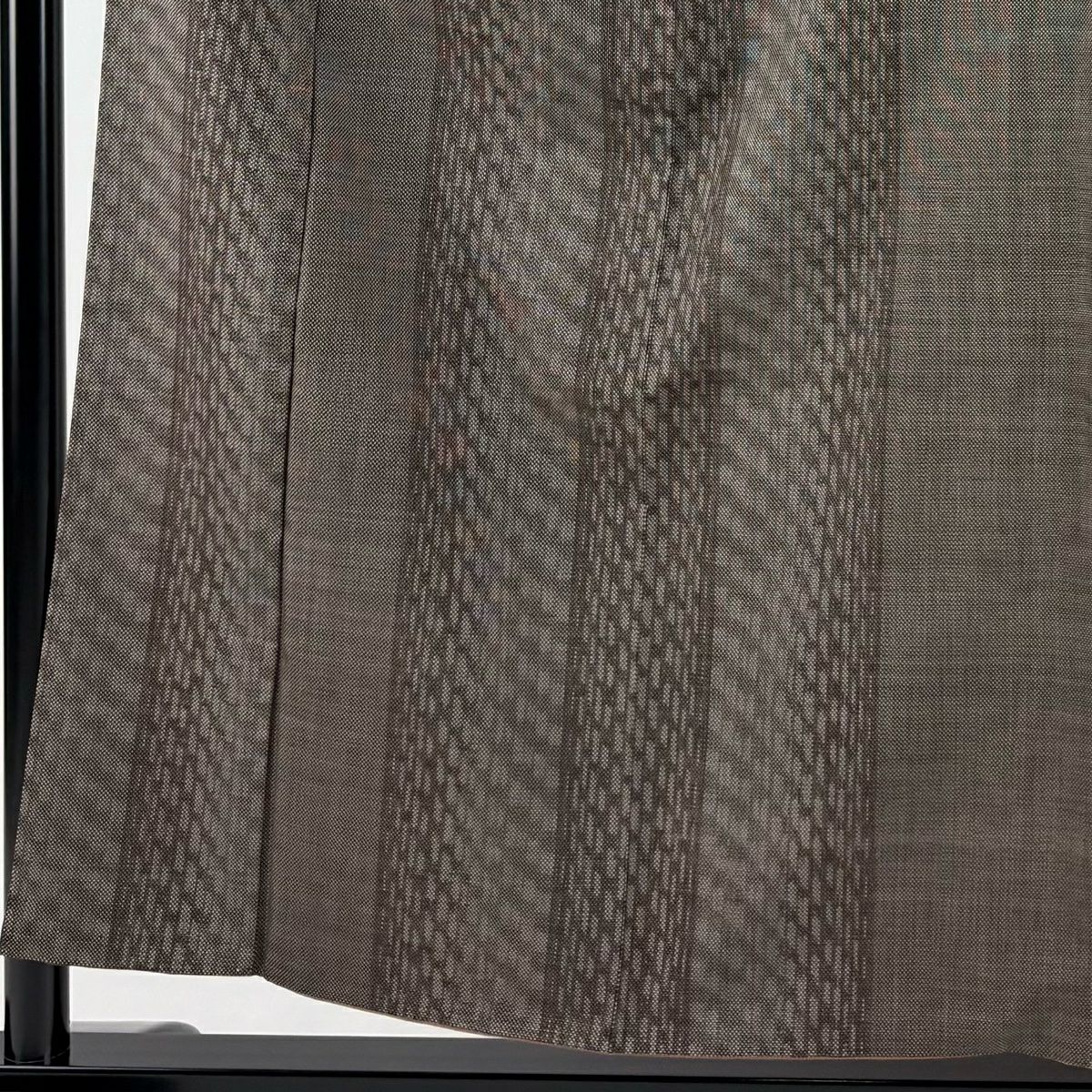 【美品】 紬織 身長157cm 袖長62cm S 雙層 垂直條紋 幾何圖案 茶 純蠶絲 優品級