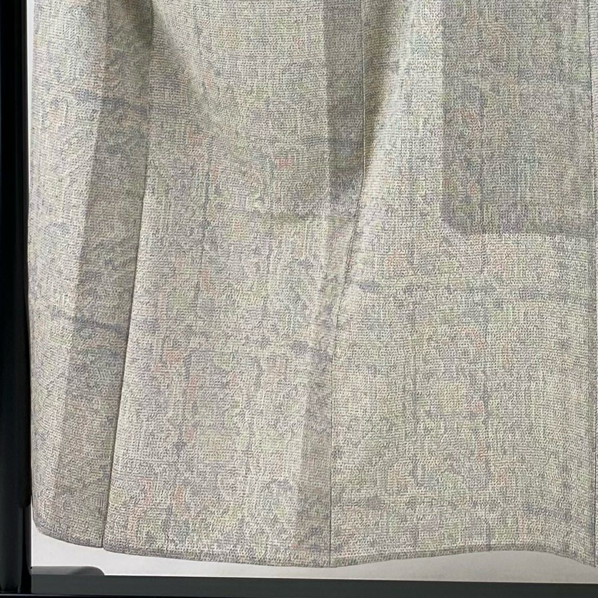 【美品】 紬織 身長153cm 袖長62.5cm S 單層 草花紋紋 奶油色 純蠶絲 優品級