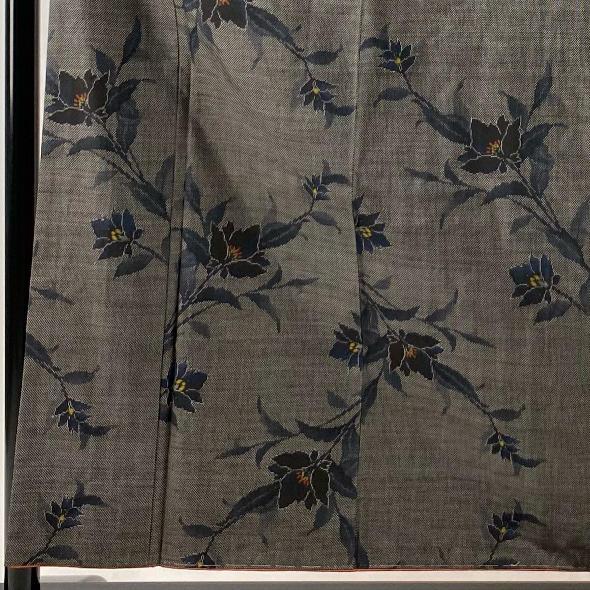 【美品】 紬織 身長157cm 袖長63cm S 雙層 草花紋 焦茶 純蠶絲 秀品級