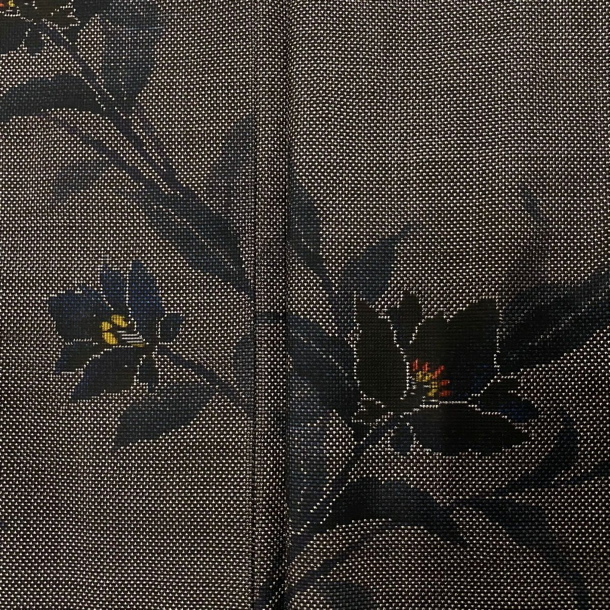 【美品】 紬織 身長157cm 袖長63cm S 雙層 草花紋 焦茶 純蠶絲 秀品級