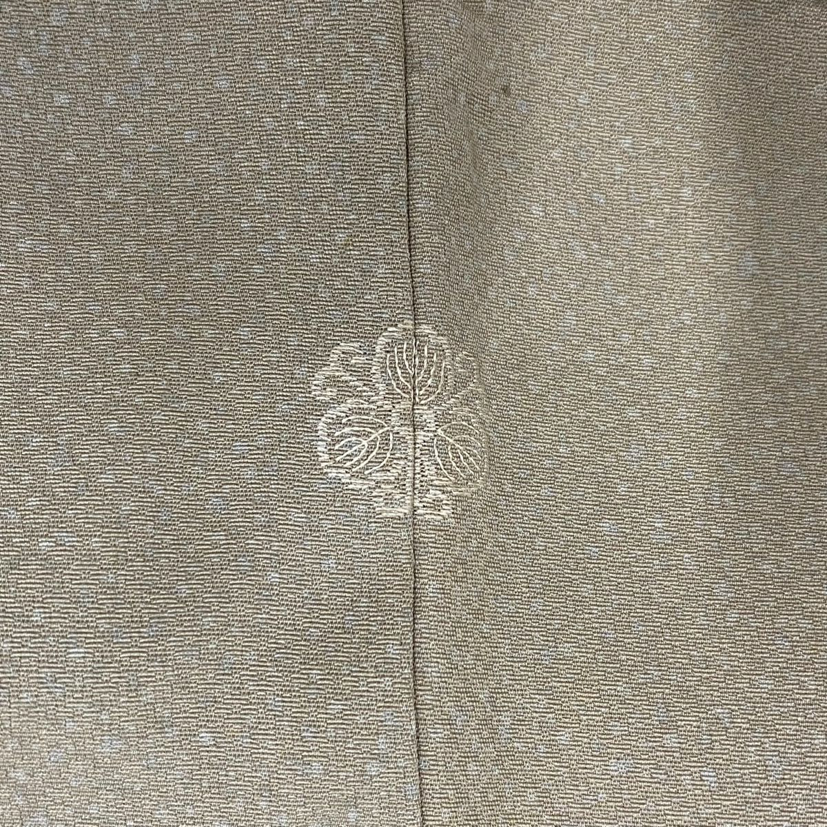 付下 身長154.5cm 袖長63.5cm S 雙層 落款 木紋 刺繡 灰茶 純蠶絲 優品級