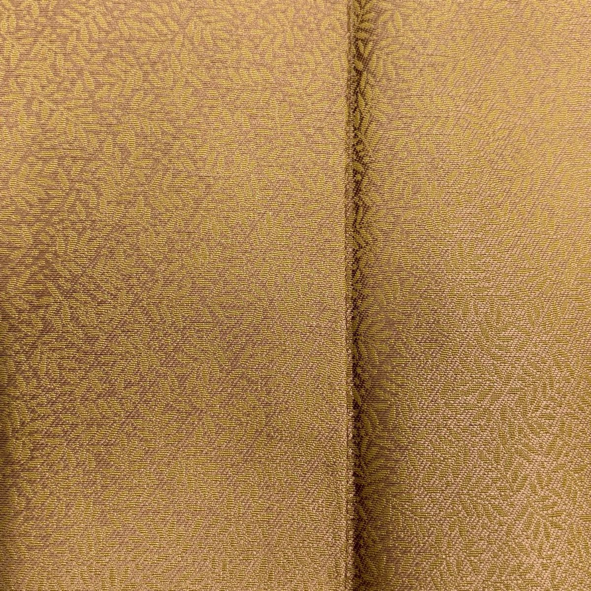 【美品】 小紋 身長162.5cm 袖長64cm M 雙層 菱 草花紋 山吹茶 純蠶絲 名品級