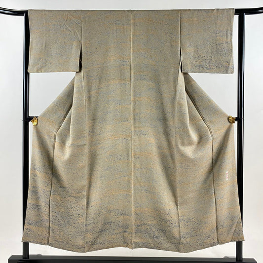 【美品】 付下 身長151cm 袖長62.5cm S 雙層 陶彩染 霞 灰茶 純蠶絲 名品級