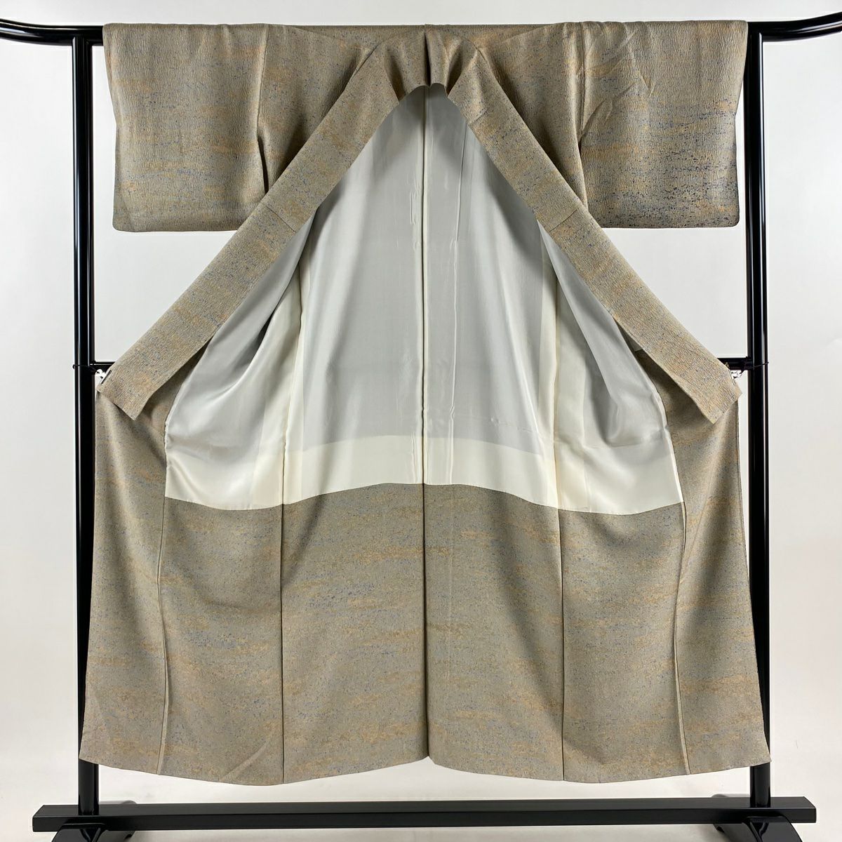 【美品】 付下 身長151cm 袖長62.5cm S 雙層 陶彩染 霞 灰茶 純蠶絲 名品級