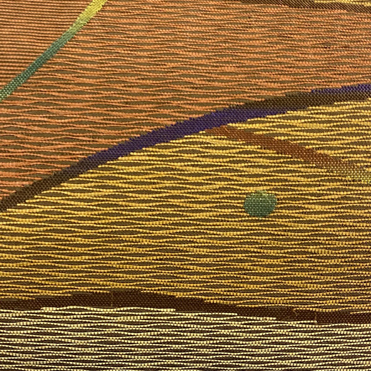 袋帶 秀品級 幾何圖案 金彩裝飾 茶 六通 純蠶絲