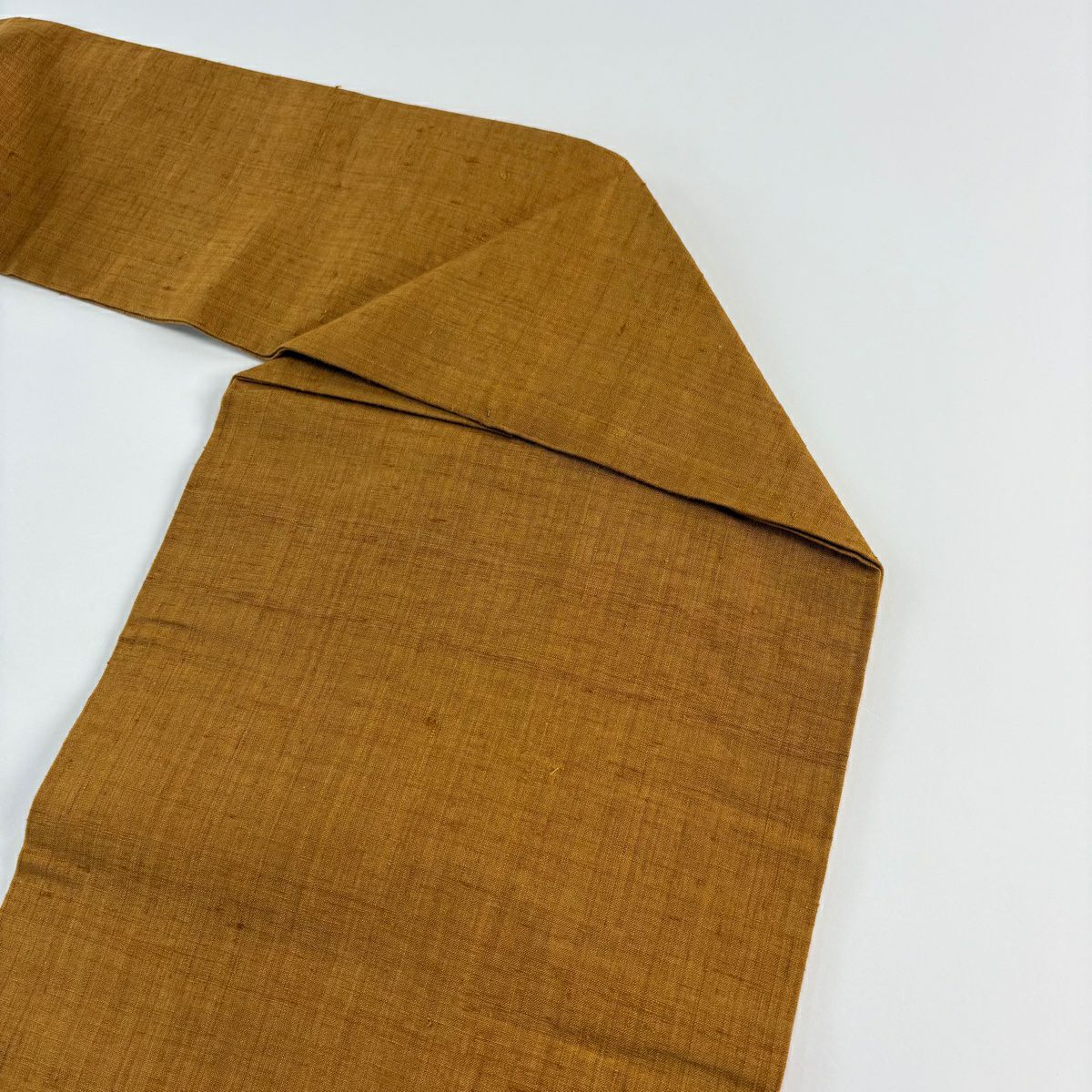【美品】名古屋帶 秀品級 紬織織 草花紋紋 刺繡 山吹茶 純蠶絲