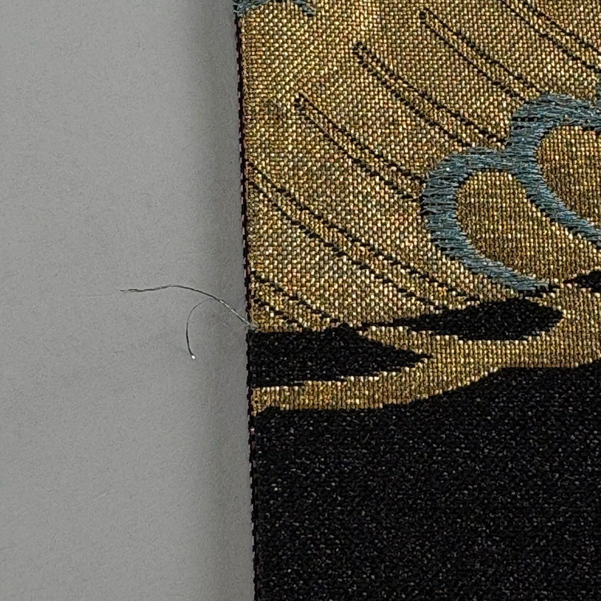 袋帶 秀品級 笠松樹 櫻花 金金箔 黑 六通 純蠶絲