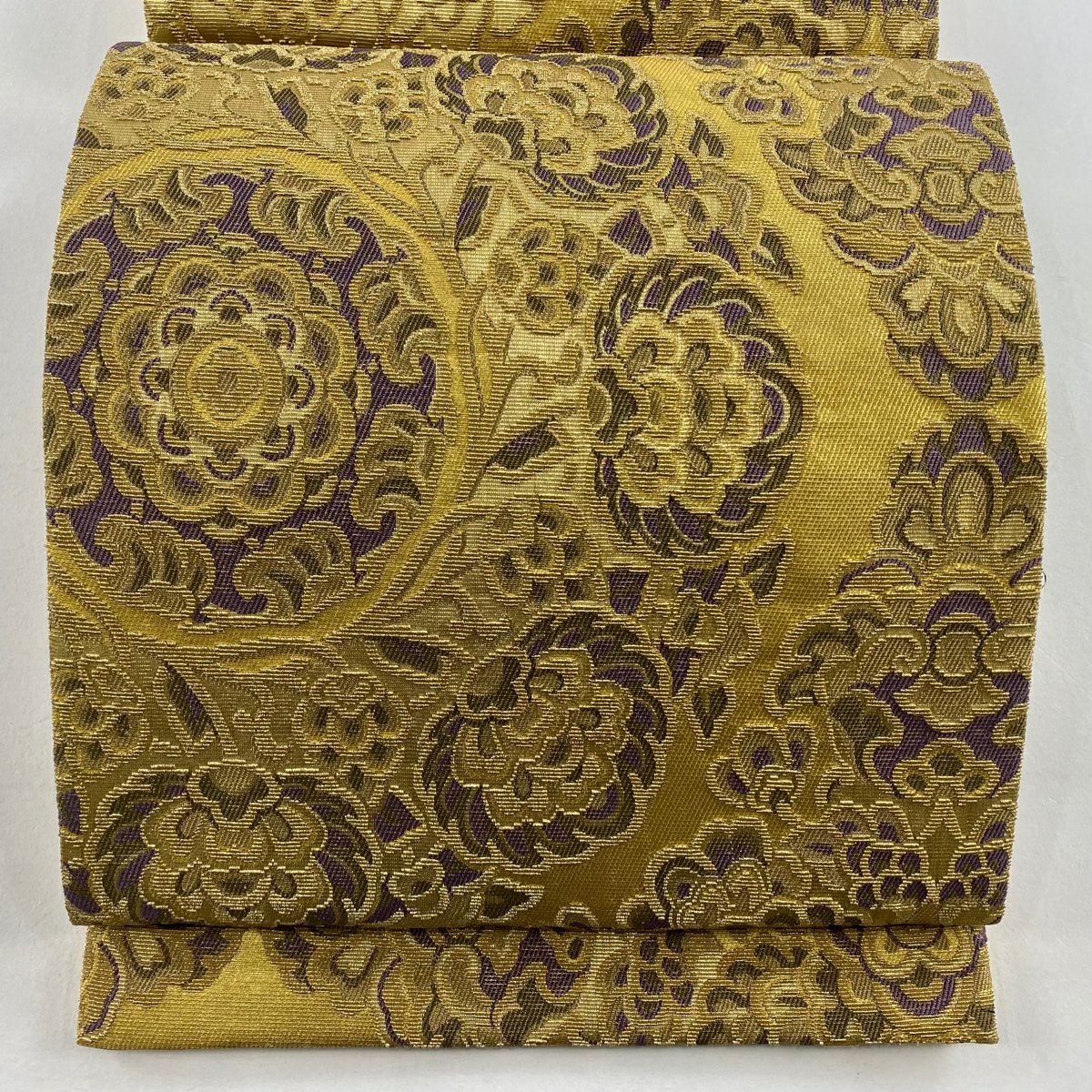 【美品】 袋帶 逸品級 華紋 金絲 金金箔 金色 大鼓圖案 純蠶絲