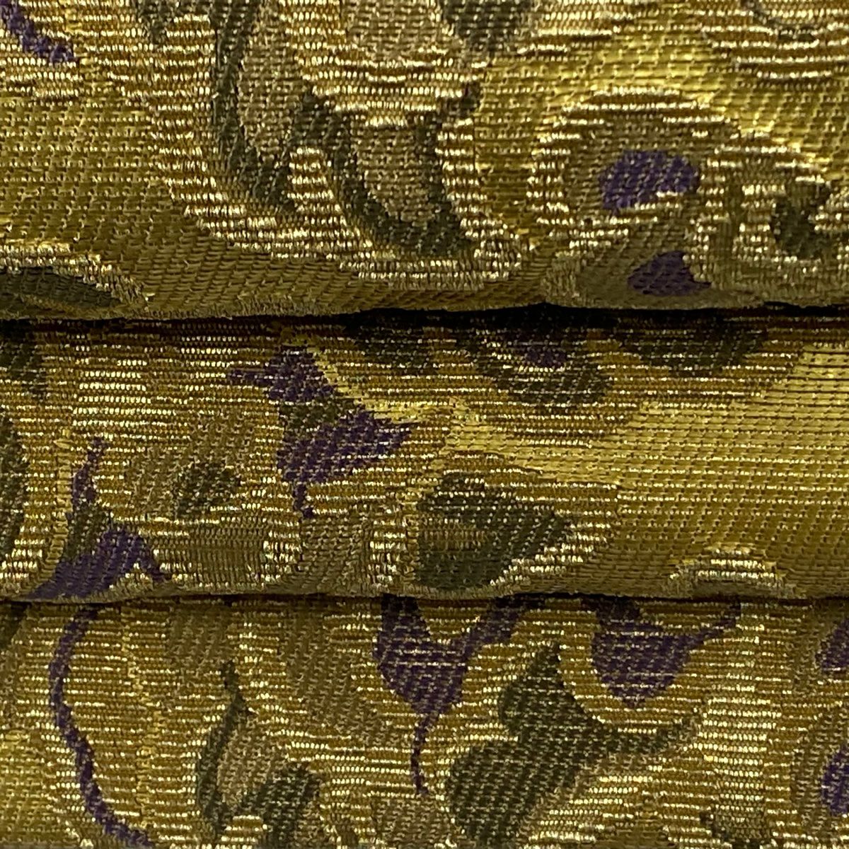 【美品】 袋帶 逸品級 華紋 金絲 金金箔 金色 大鼓圖案 純蠶絲