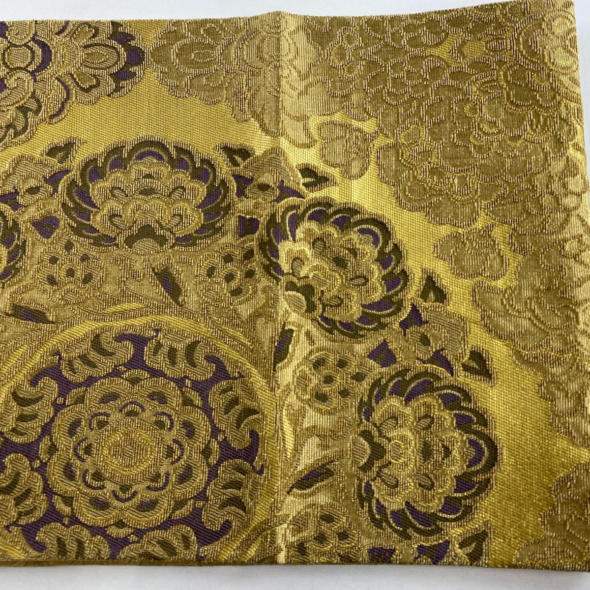 【美品】 袋帶 逸品級 華紋 金絲 金金箔 金色 大鼓圖案 純蠶絲