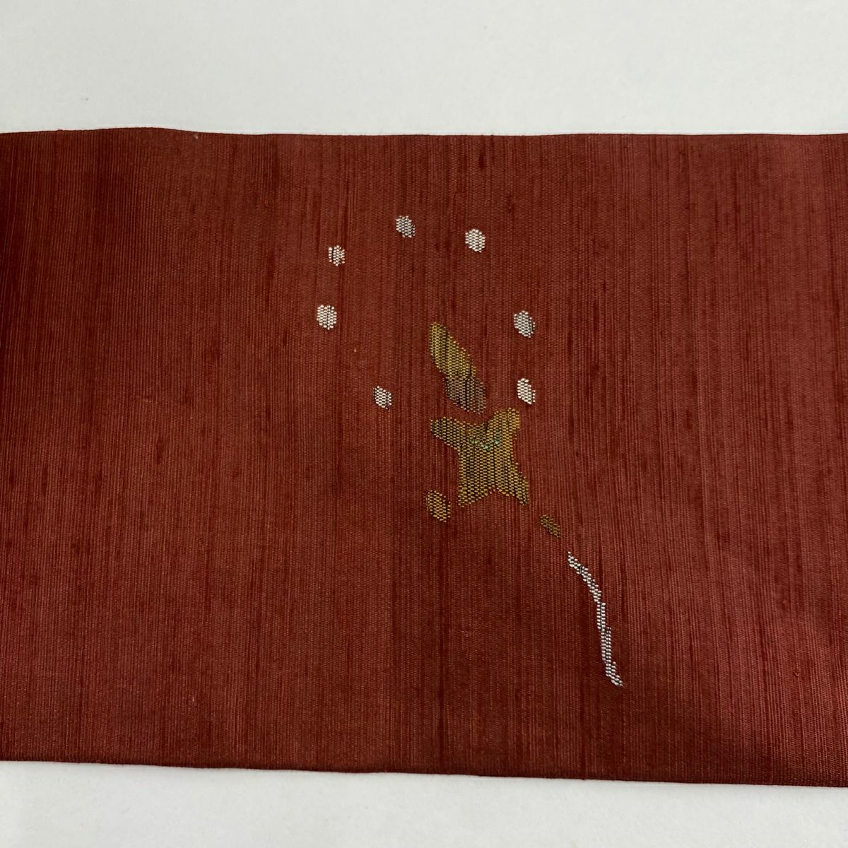 名古屋帶 逸品級 紬織織 麒麟 星 紅色 純蠶絲