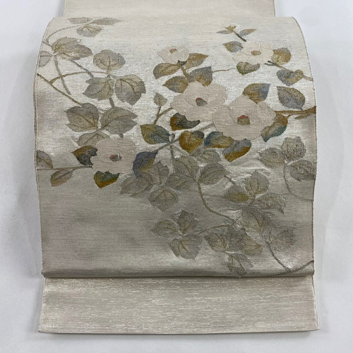 【美品】名古屋帶 優品級 金金箔散布 幾何圖案 金絲 墨色 純蠶絲
