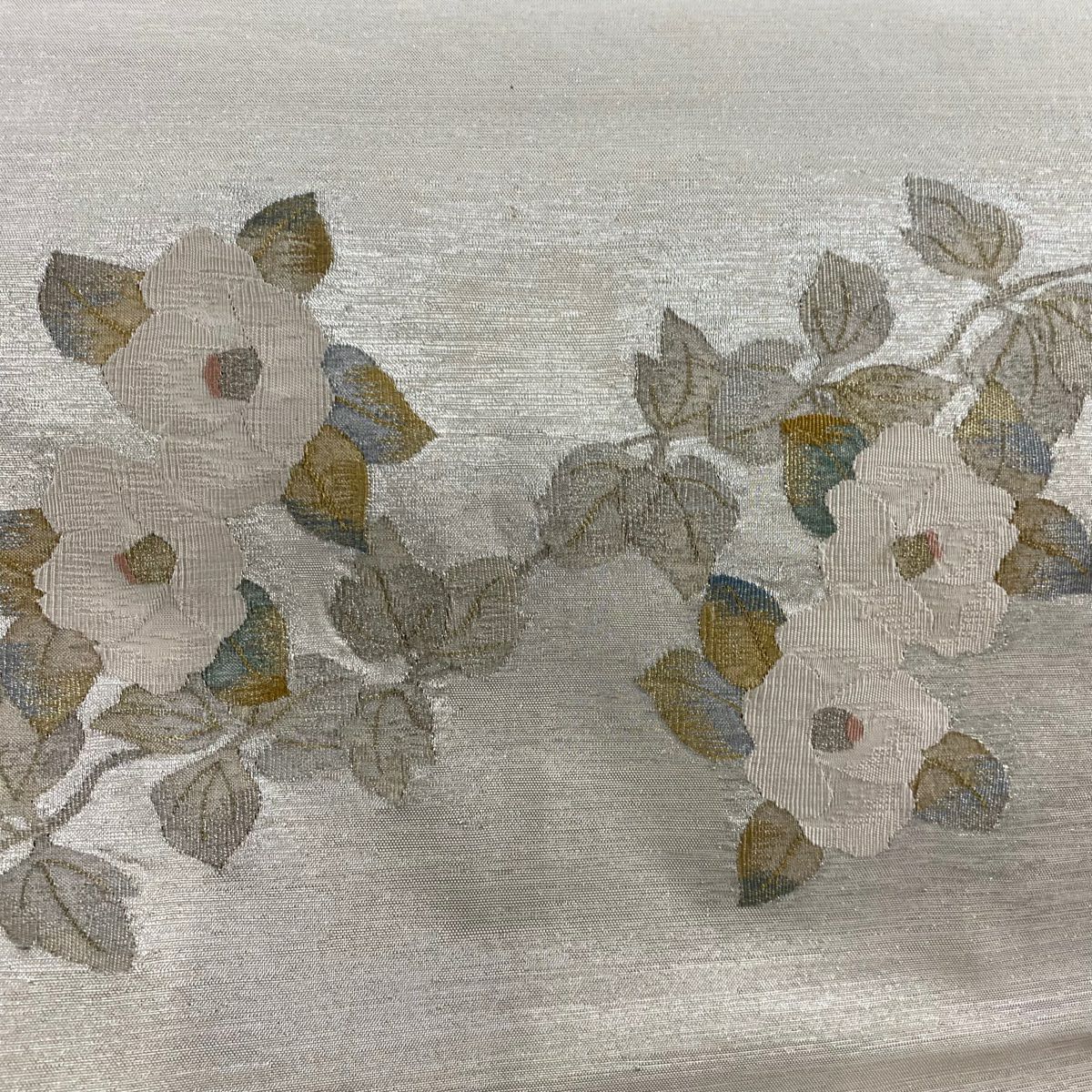 【美品】名古屋帶 優品級 金金箔散布 幾何圖案 金絲 墨色 純蠶絲