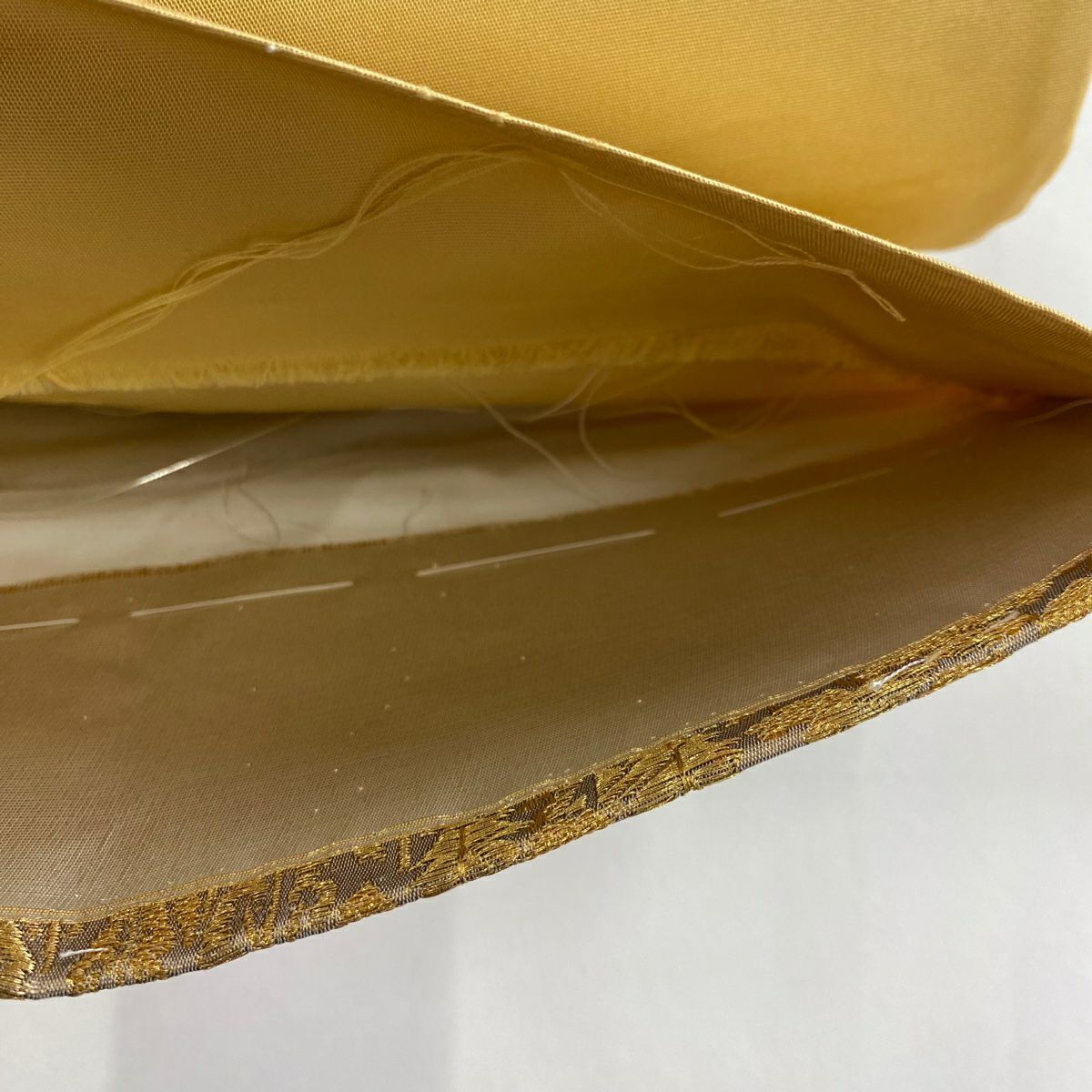 【美品】 袋帶 秀品級 秋草 松樹 金絲 金金箔 灰茶 六通 純蠶絲