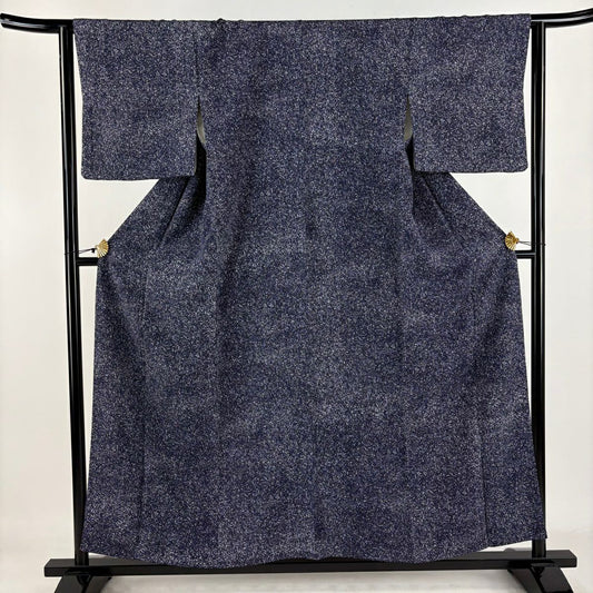 【美品】 小紋 身長156.5cm 袖長63.5cm S 雙層 幾何學圖案 深藍 純蠶絲 秀品級