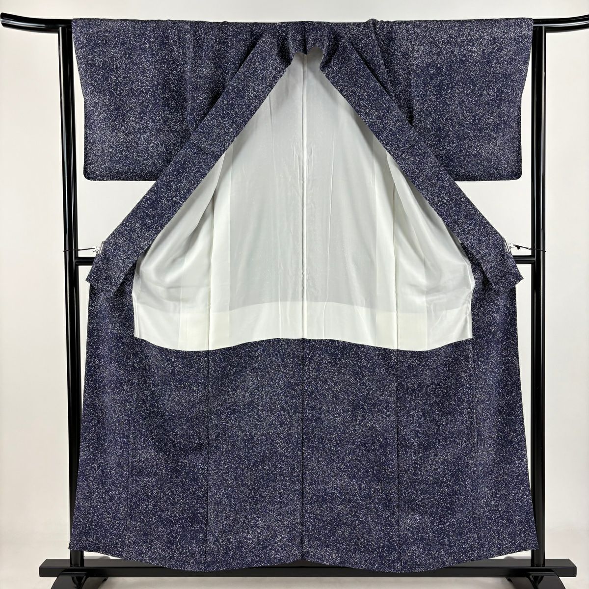 【美品】 小紋 身長156.5cm 袖長63.5cm S 雙層 幾何學圖案 深藍 純蠶絲 秀品級