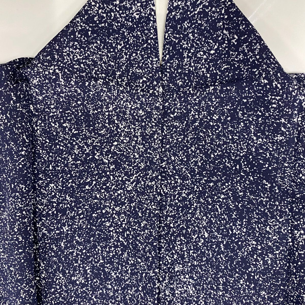 【美品】 小紋 身長156.5cm 袖長63.5cm S 雙層 幾何學圖案 深藍 純蠶絲 秀品級