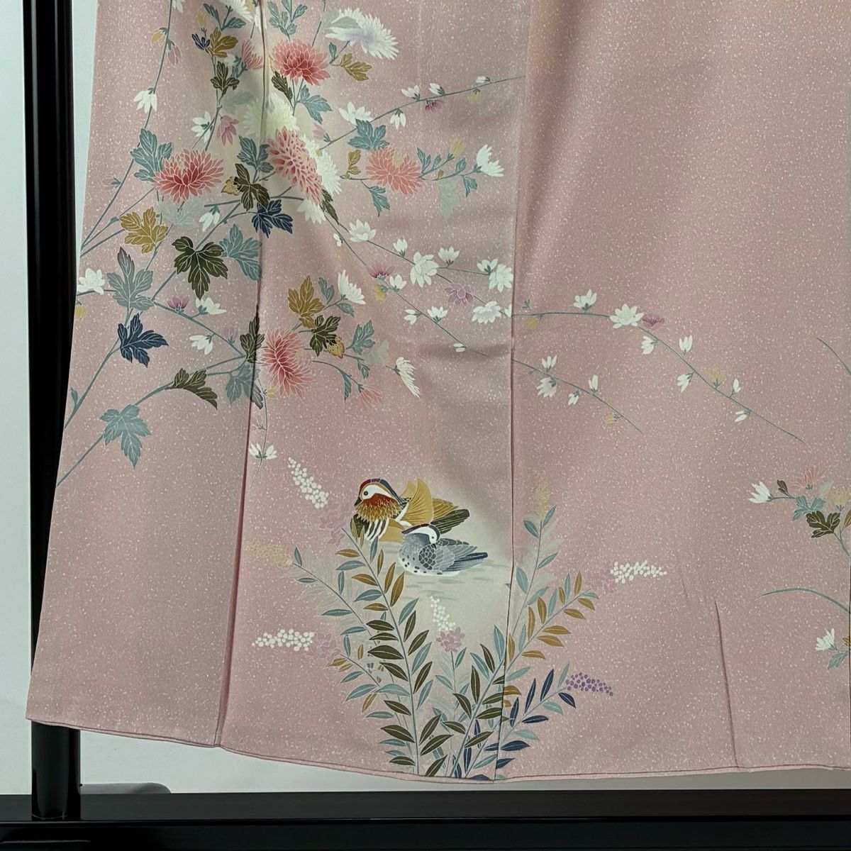 訪問服 身長153cm 袖長66cm M 雙層 菊花 鴛鴦 漸層 粉紅 純蠶絲 優品級
