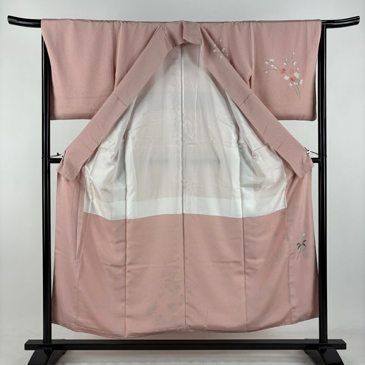 訪問服 身長153cm 袖長66cm M 雙層 菊花 鴛鴦 漸層 粉紅 純蠶絲 優品級
