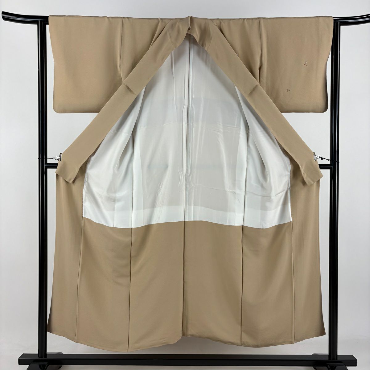付下 身長150cm 袖長62.5cm S 雙層 髮簪 葉子 刺繡 金線 米色 純蠶絲 優品級 一個紋