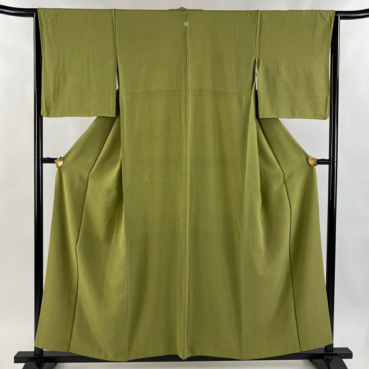 【美品】 江戶小紋 身長156.5cm 袖長63cm S 雙層 鮫 鶯 深綠 純蠶絲 名品級 一つ紋