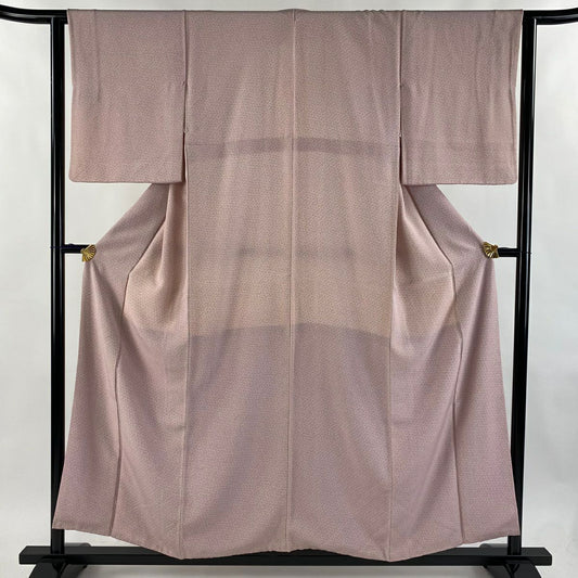 【庫存清倉】 小紋 身長155.5cm 袖長62cm S 雙層 人間國寶 中村勇二郎 落款 朝顏 粉紅 純蠶絲 名品級