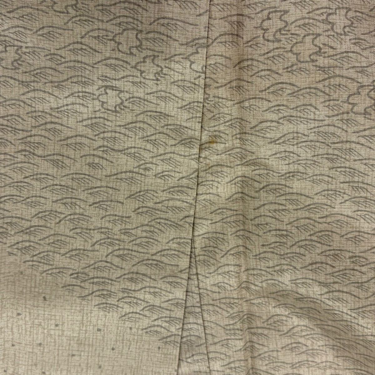 訪問服 身長159.5cm 袖長63cm S 雙層 川村久太郎 大島紬織地 落款あり 證書あり 波 舟 薄茶 純蠶絲 名品級
