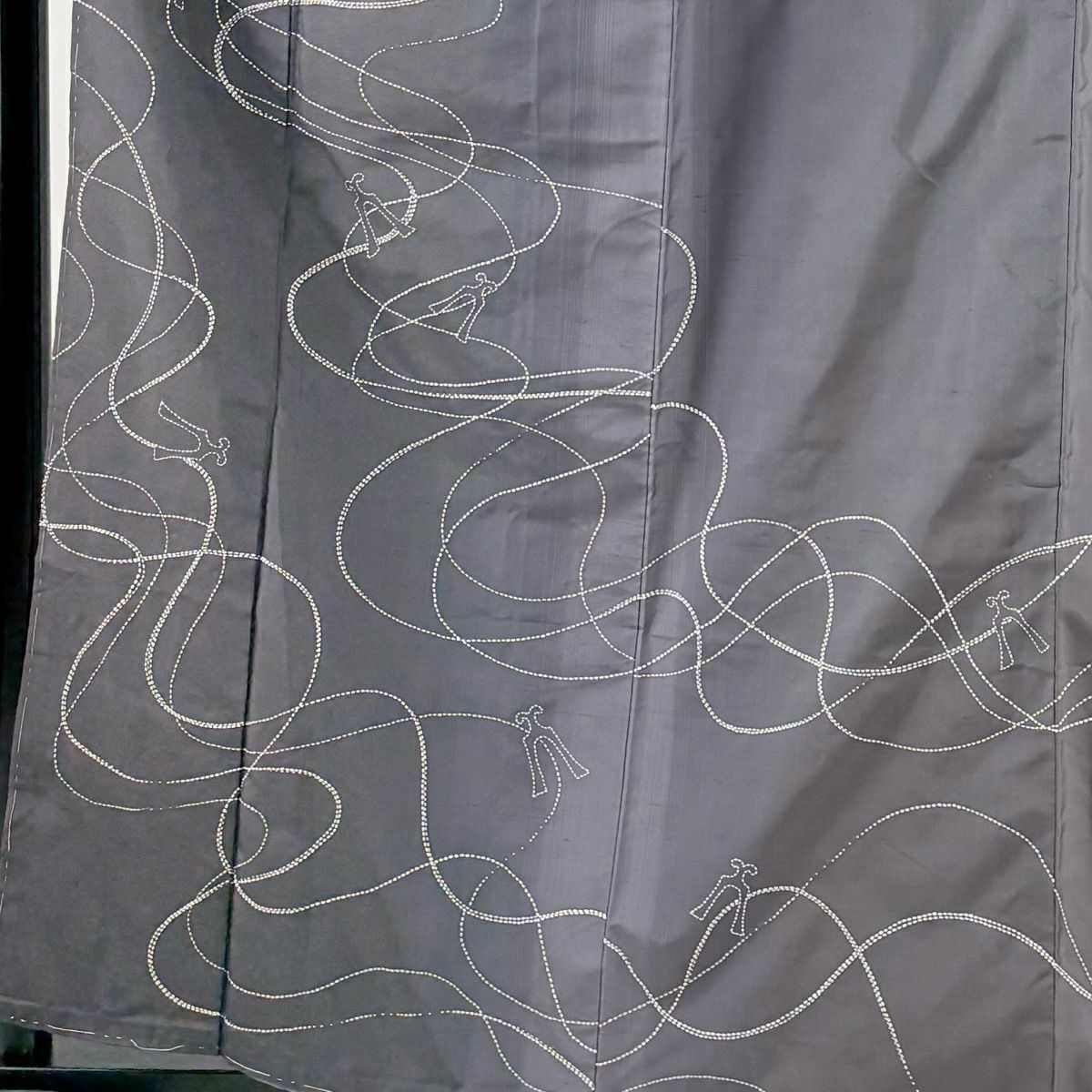 【美品】訪問服 身長160cm 袖長61cm S 雙層 紬織織 落款あり 紐 刺繡 灰紫 純蠶絲 名品級