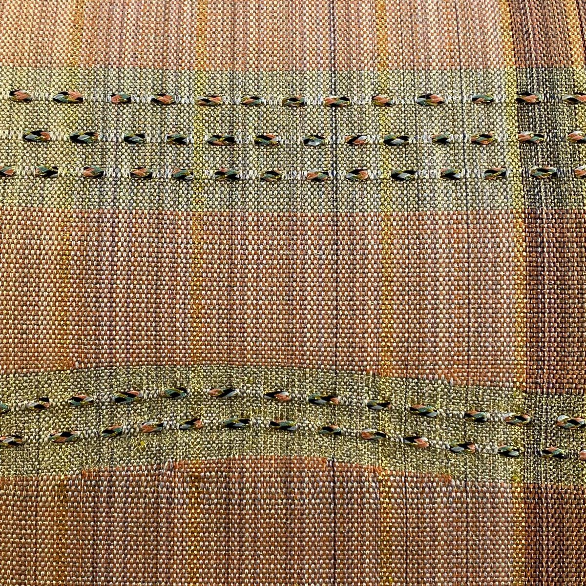【美品】 袋帶 秀品級 條紋 幾何圖案 金絲 鮭粉色 大鼓圖案 純蠶絲