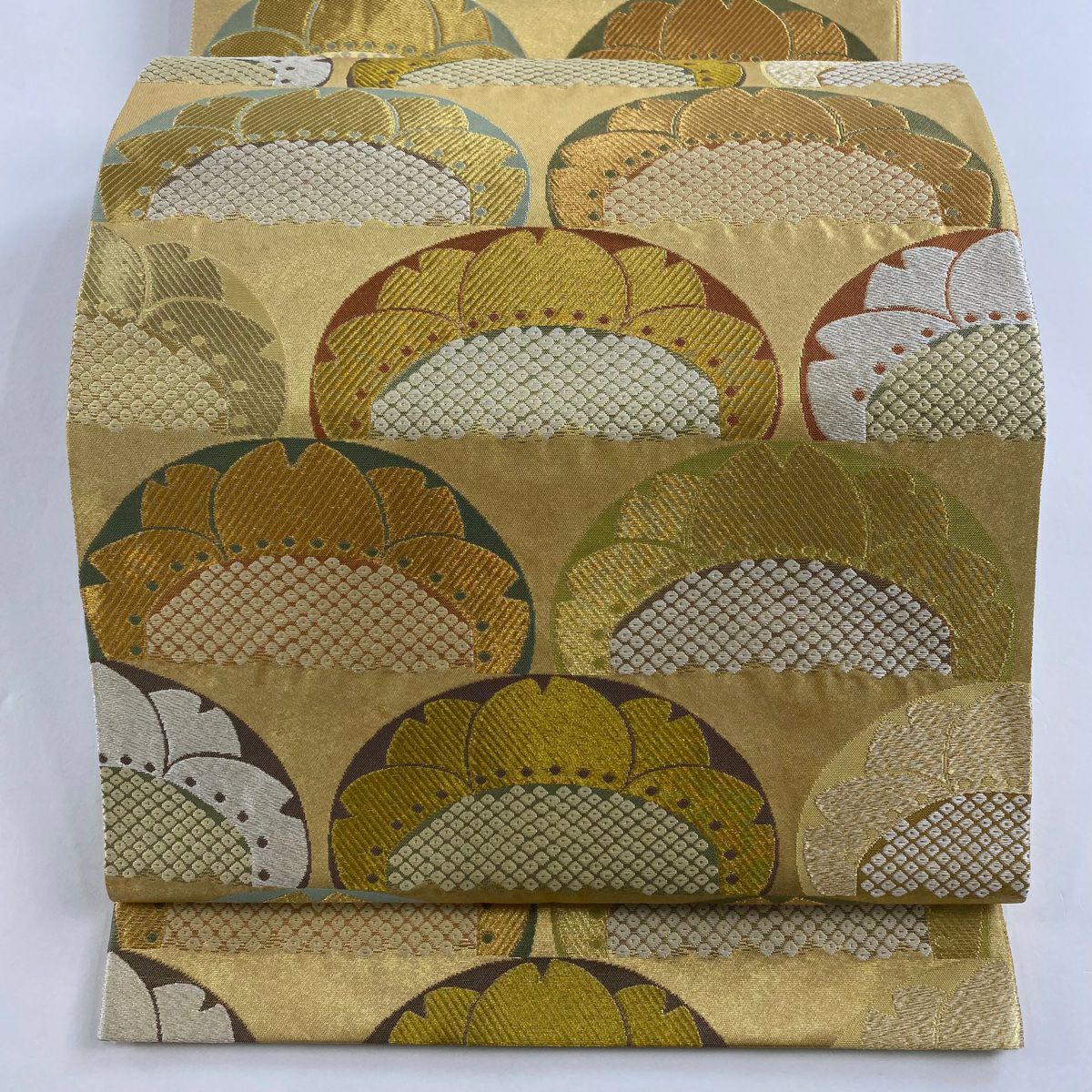 【美品】 袋帶 秀品級 花 疋田 金絲 金金箔 金色 六通 純蠶絲