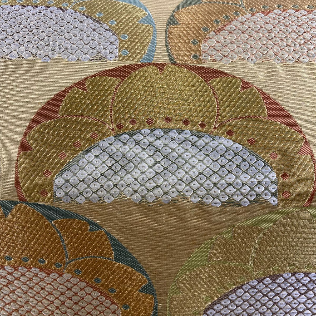 【美品】 袋帶 秀品級 花 疋田 金絲 金金箔 金色 六通 純蠶絲