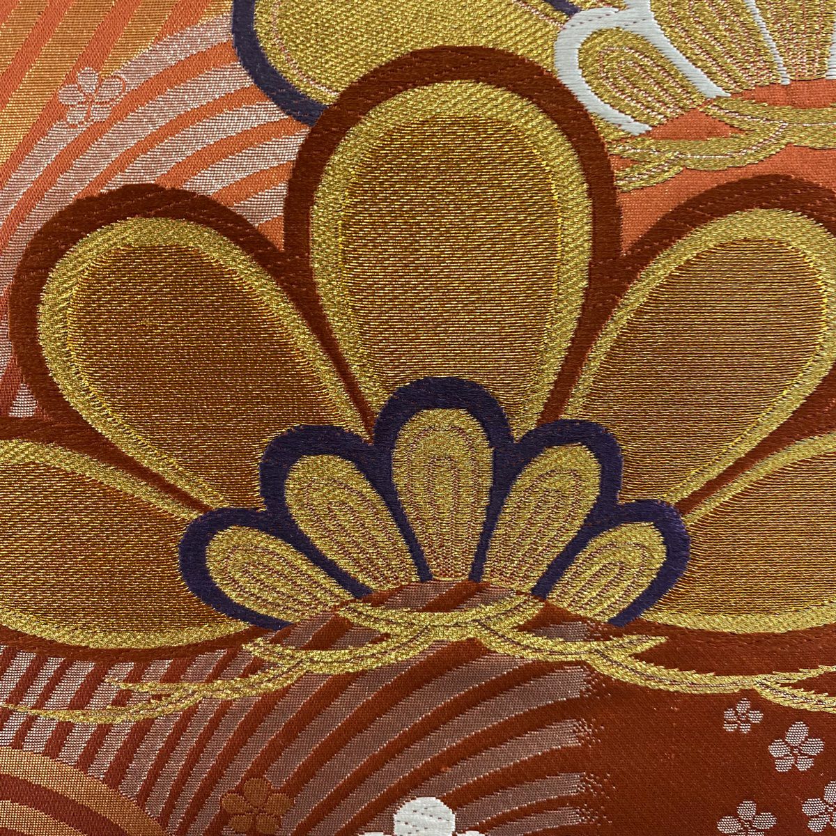 【美品】 袋帶 秀品級 證書齊全 關西裁縫 笠松樹 梅花 金絲 金金箔 朱 紅 六通 純蠶絲