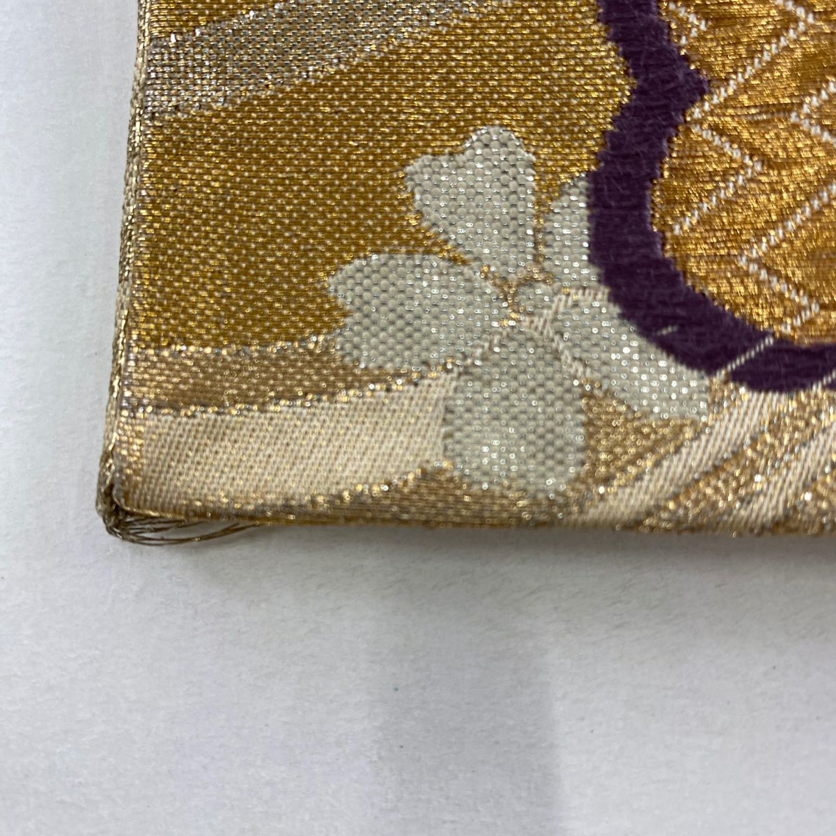 袋帶 秀品級 垂枝櫻櫻 金絲 金金箔 淺橙色 六通 純蠶絲