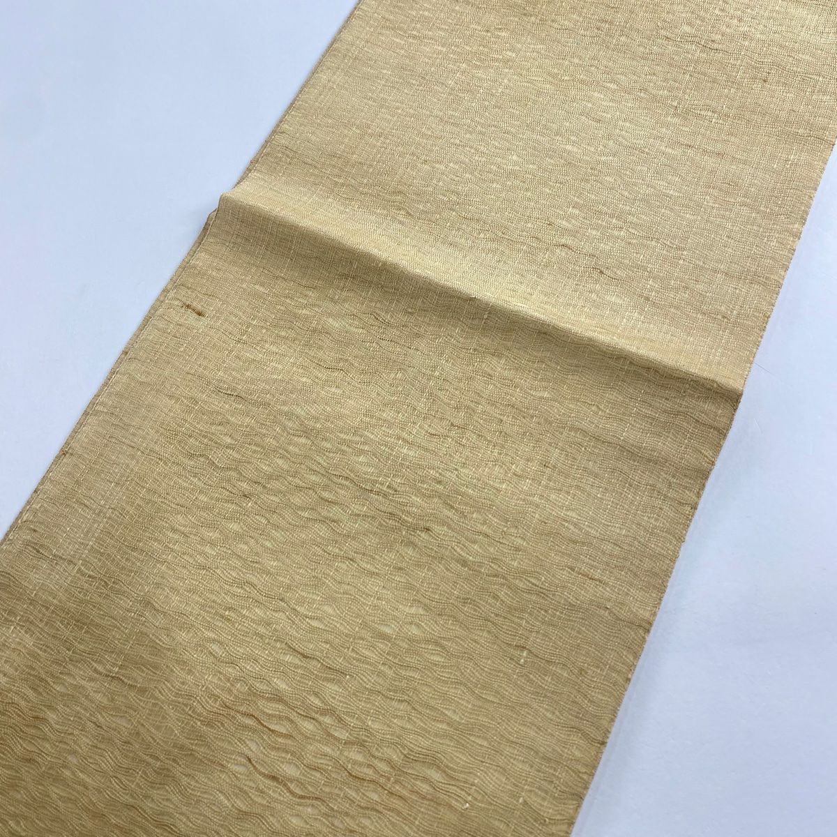 【美品】 袋帶 秀品級 瓢箪 草花紋 金糸 米色 お太鼓柄 純蠶絲