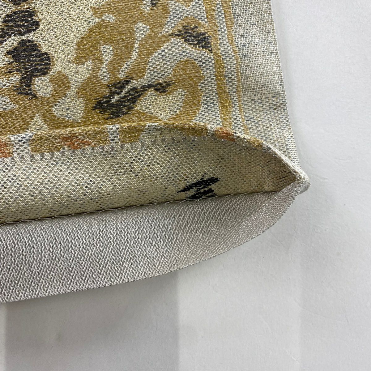 【庫存清倉】 【美品】 袋帶 名品級 草花紋 金銀彩 米色 六通 純蠶絲