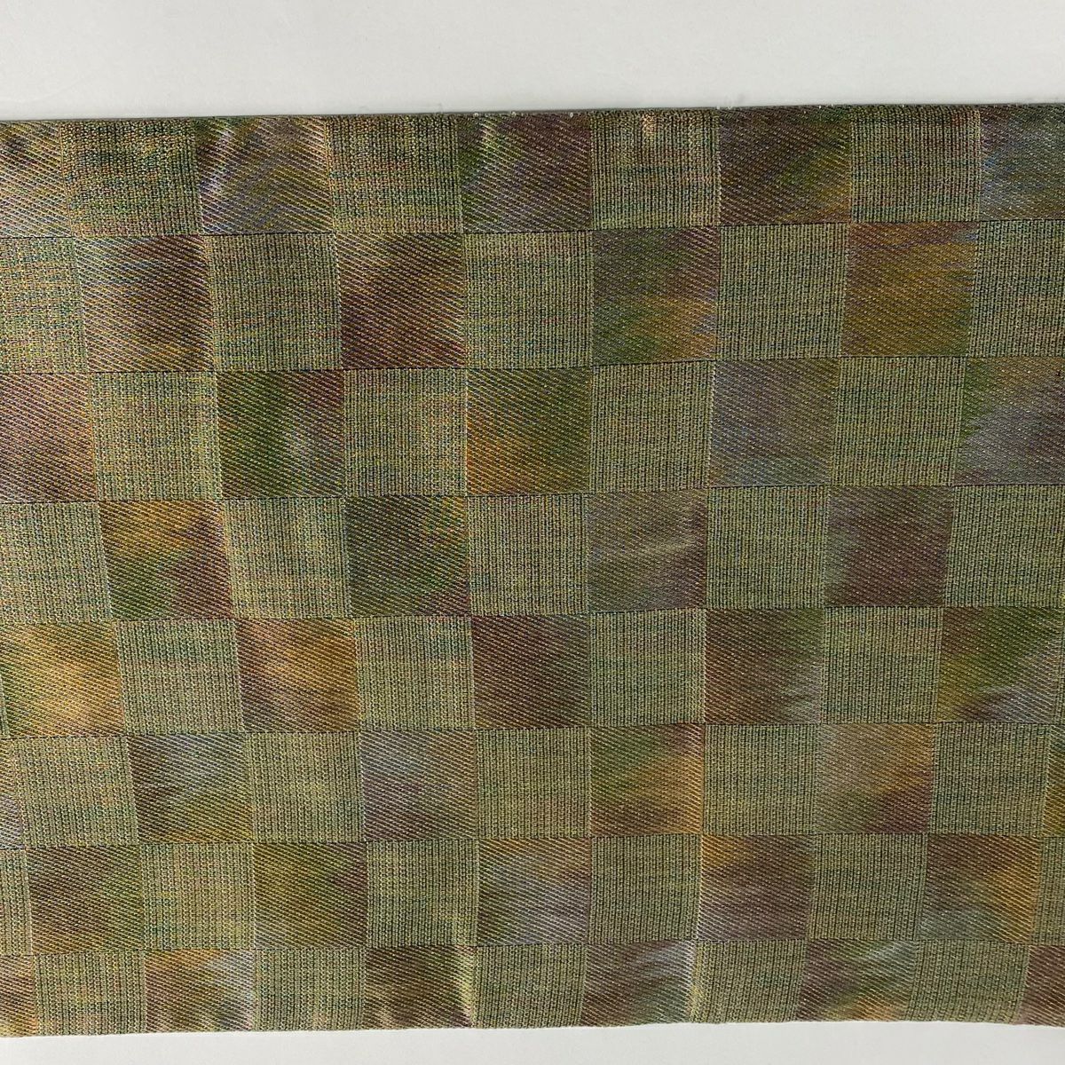 【庫存清倉】 【美品】 袋帶 名品級 條紋 幾何圖案 金絲 焦茶 全通 純蠶絲