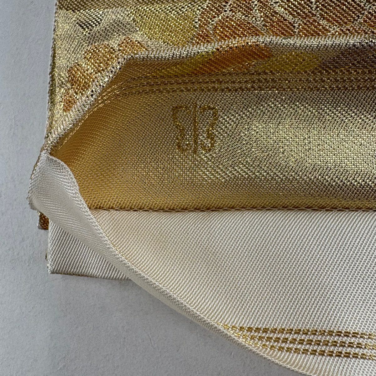 【庫存清倉】 袋帶 名品級 川島織物 有落款 菊花花 竹子葉 金絲 金金箔 金色 六通 純蠶絲