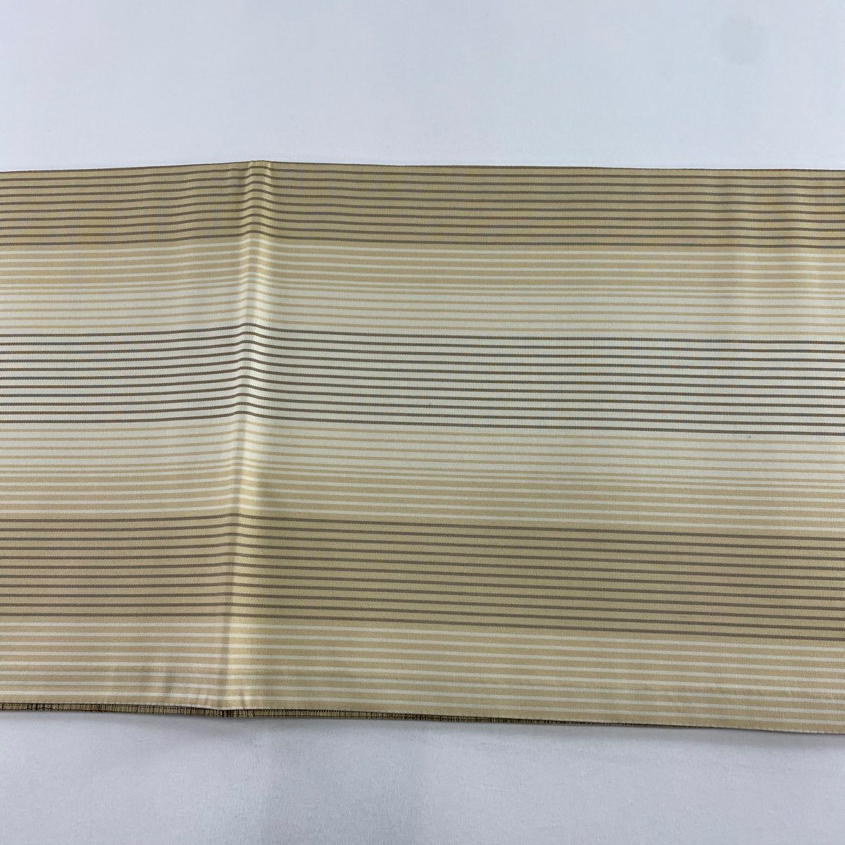 【庫存清倉】 【美品】 袋帶 名品級 柿渋染 格子 青海波 薄茶 全通 純蠶絲