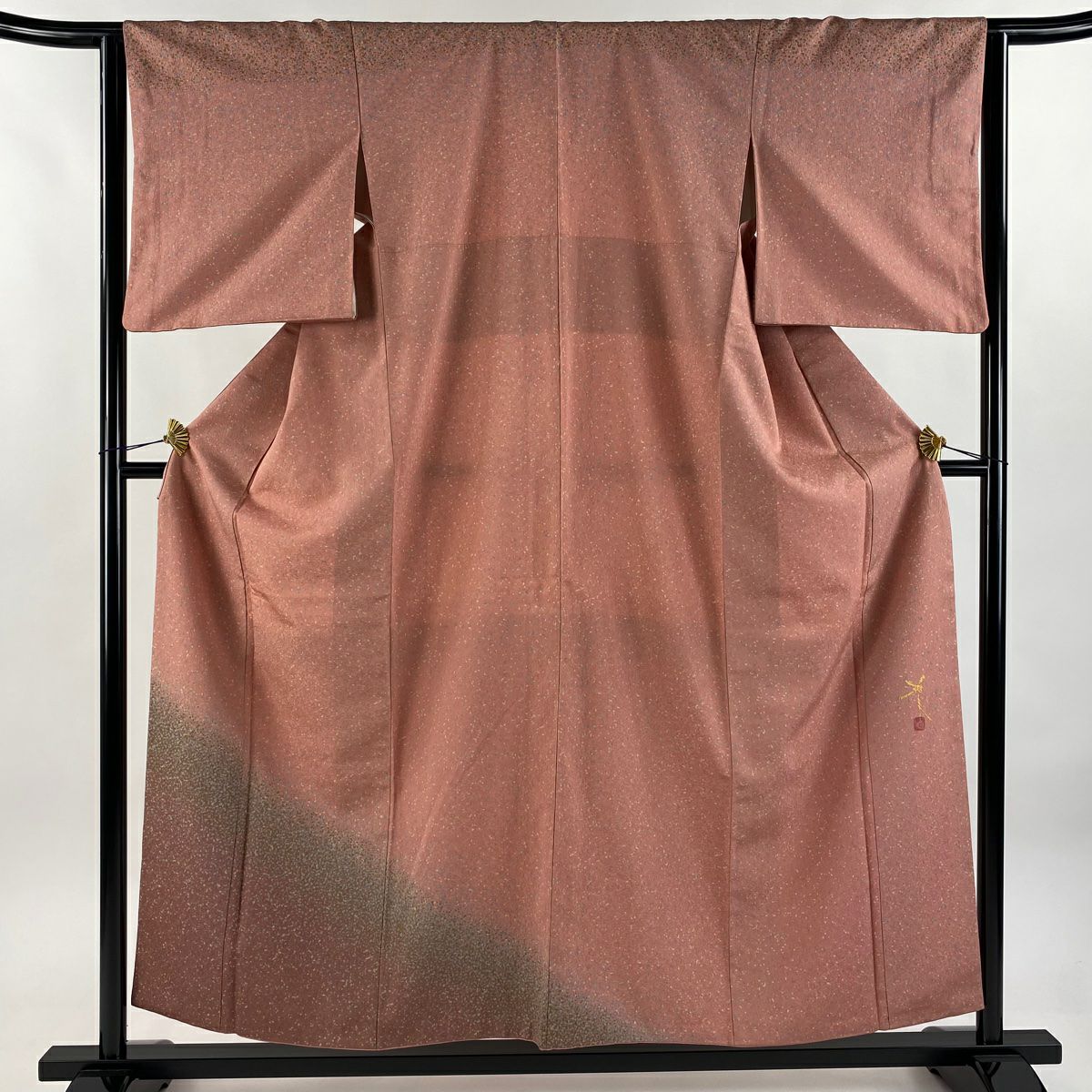 付下 身長155.5cm 袖長63cm S 雙層 落款有 幾何學 金銀彩 染分 粉紅 純蠶絲 優品級
