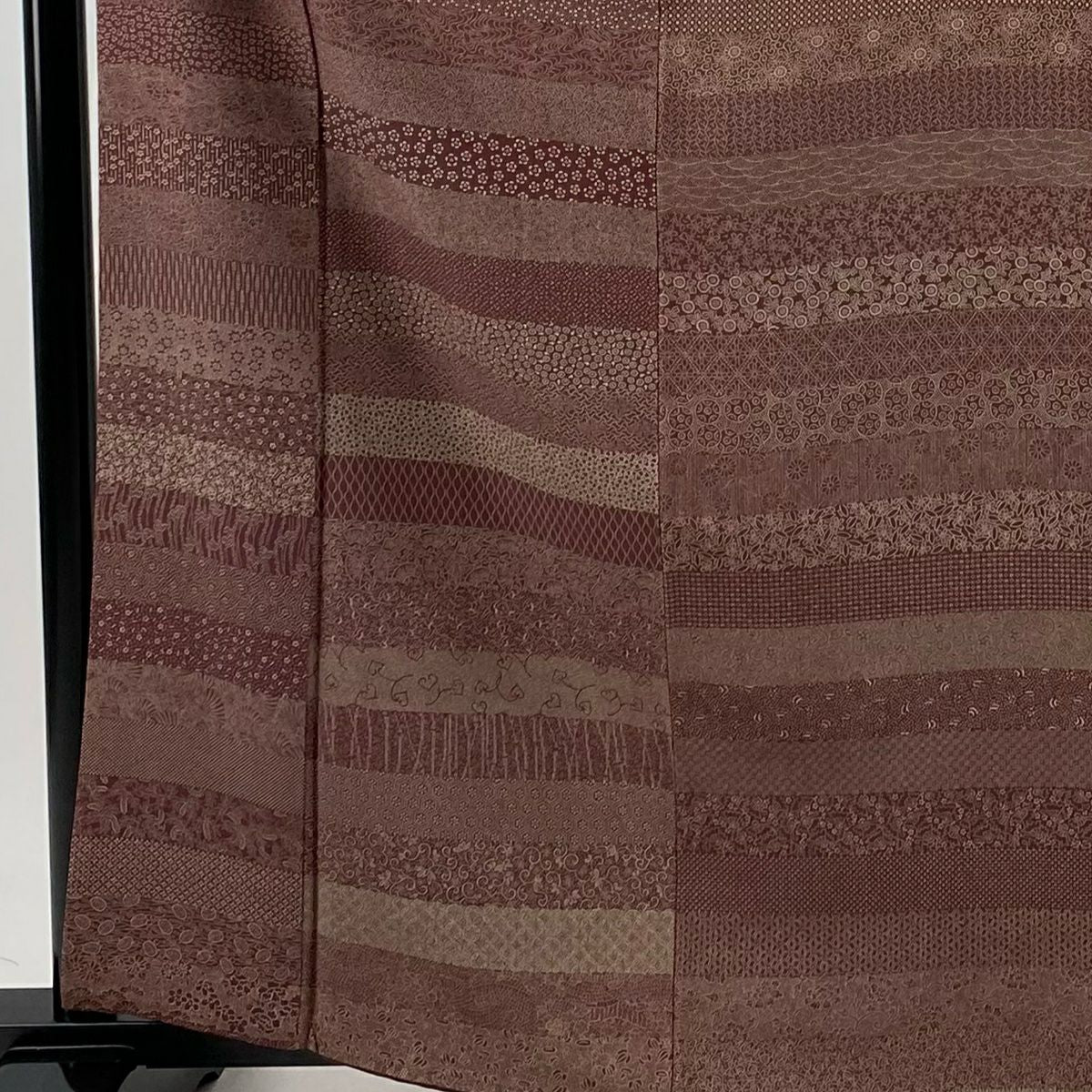 【美品】 江戶小紋 身長164.5cm 袖長63.5cm S 雙層 落款あり 段紋 小花 紅色 純蠶絲 優品級