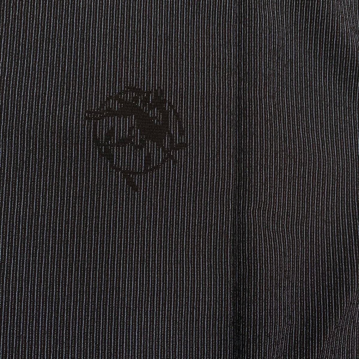 紬織 身長168cm 袖長66cm M 雙層 動物 縱條 深藍 純蠶絲 名品級