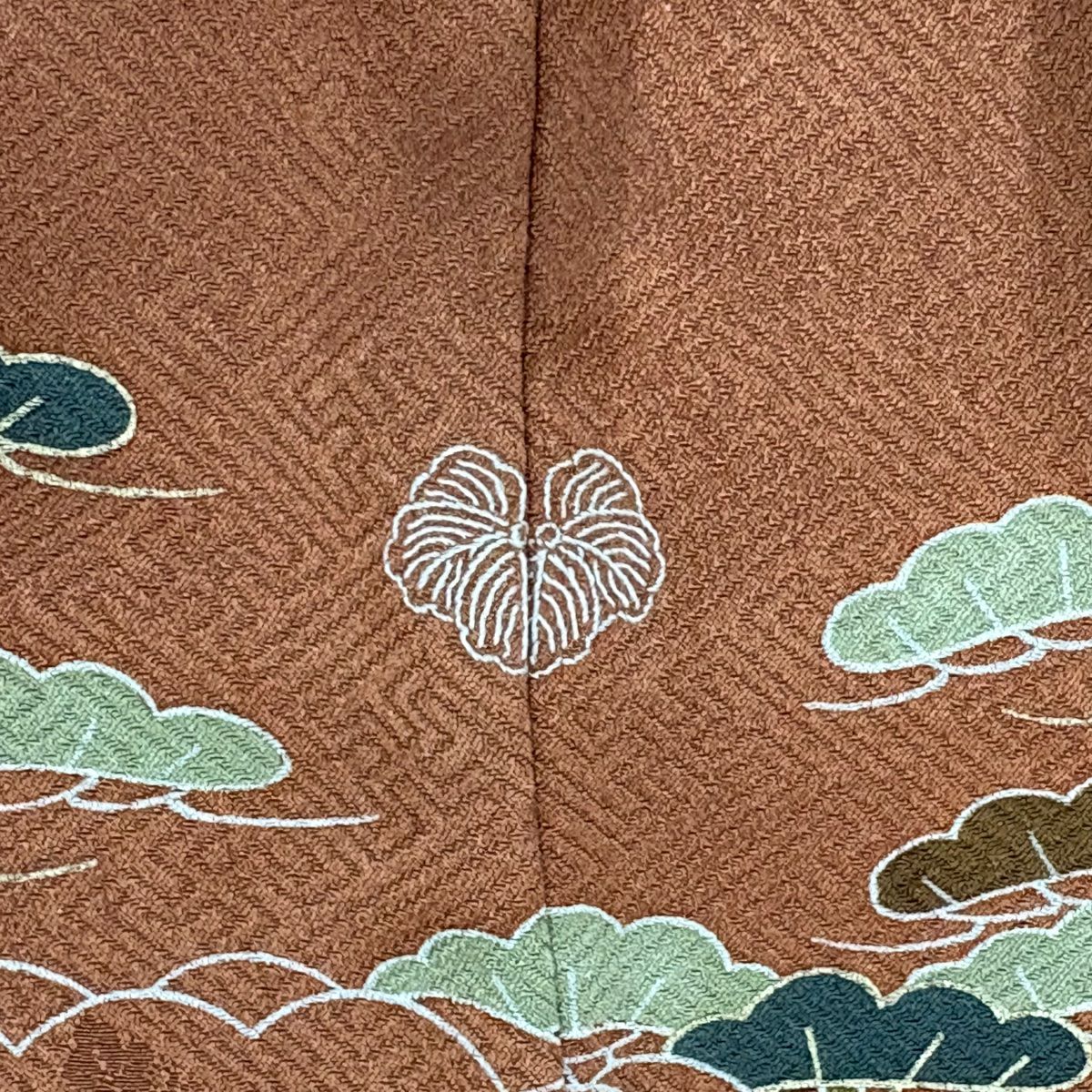 【美品】訪問服 身長155.5cm 袖長64cm M 雙層 御所車 流水 金絲 金銀彩 紅茶 純蠶絲 秀品級 一個紋
