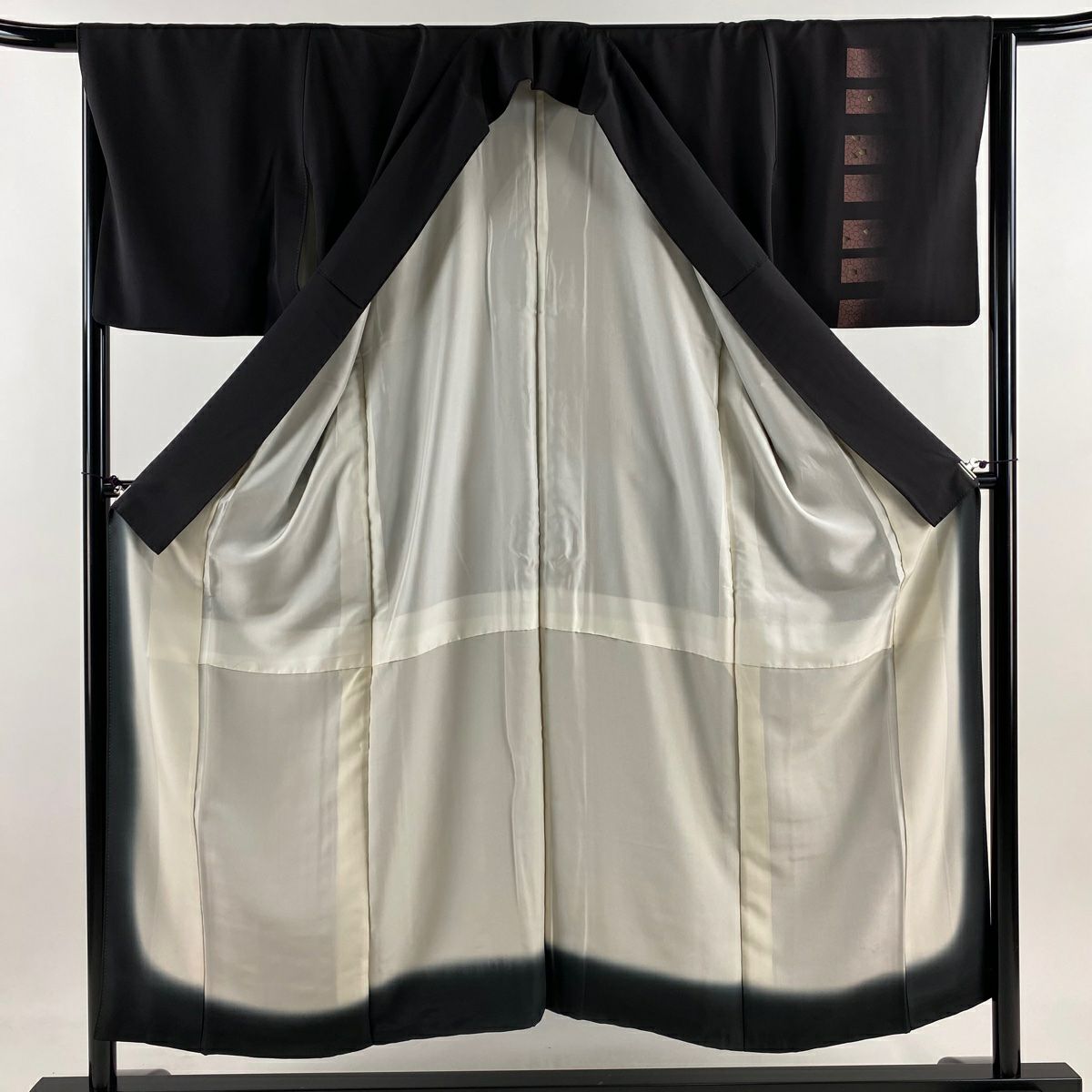 付下 身長151cm 袖長65cm M 雙層 幾何圖案 金絲 金銀彩 茶紫 純蠶絲 優品級 一個紋