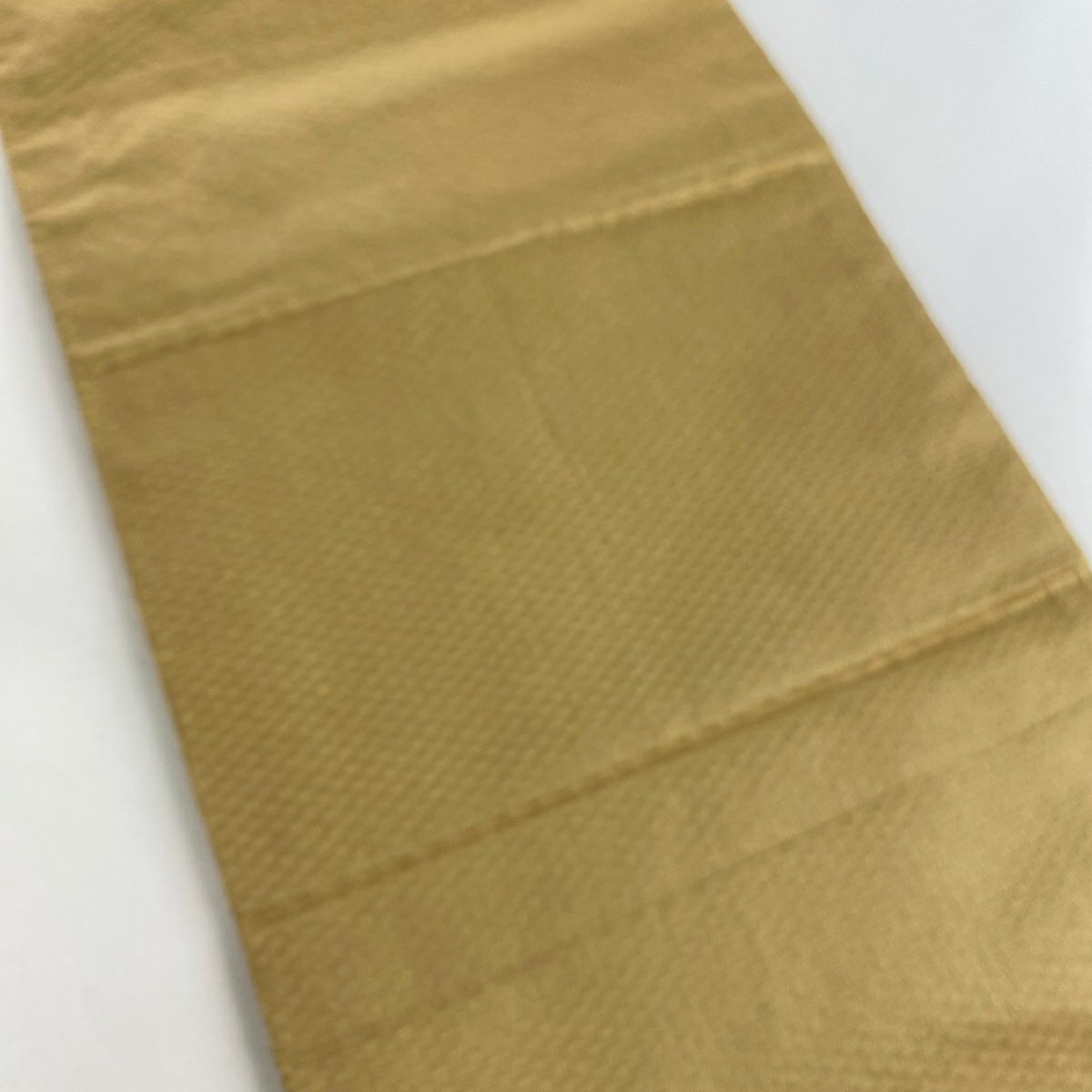 【美品】 袋帶 秀品級 華紋 菱 金絲 金金箔 淺黃土色 大鼓圖案 純蠶絲