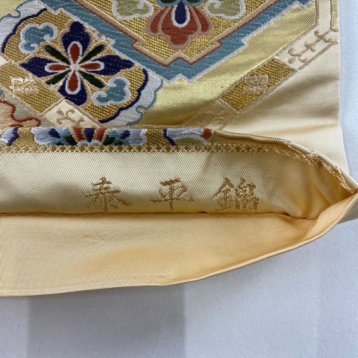 袋帶 秀品級 泰平錦 蜀江文 華紋 金絲 金金箔 米色 六通 純蠶絲