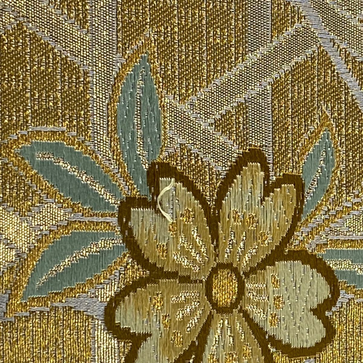 【美品】 袋帶 秀品級 蝴蝶 櫻花 金金箔 唐織 灰色 六通 純蠶絲
