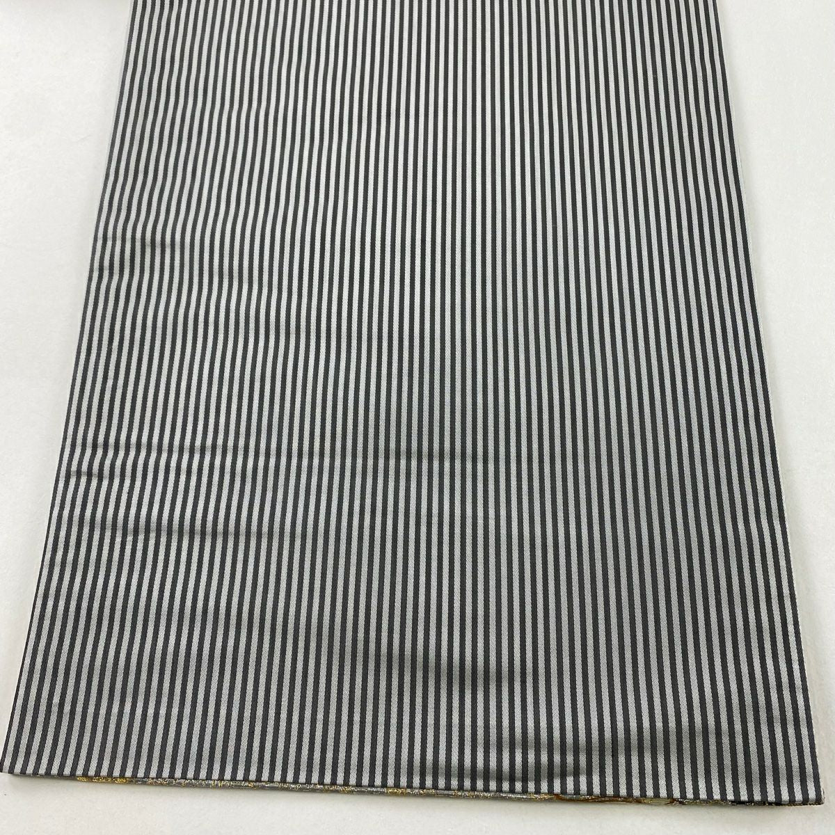 【美品】 袋帶 秀品級 蝴蝶 櫻花 金金箔 唐織 灰色 六通 純蠶絲