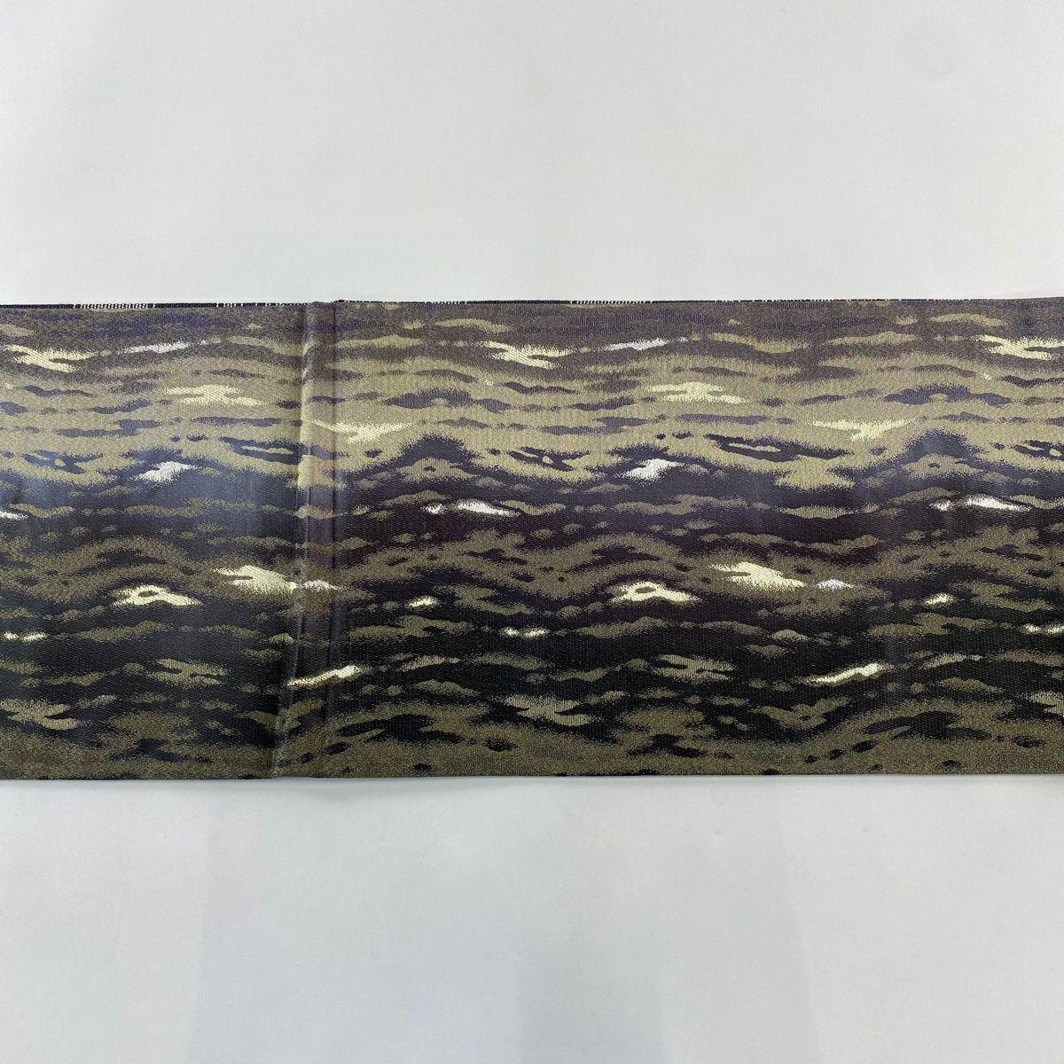 【庫存清倉】 【美品】 袋帶 名品級 霞 金銀絲 灰綠 全通 純蠶絲